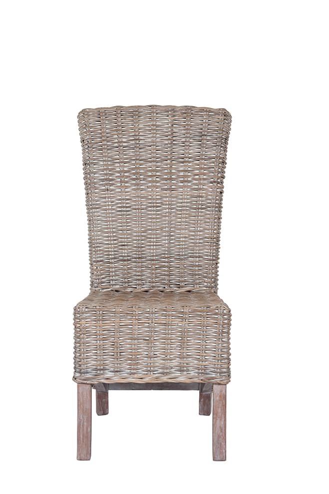 6 Seater Dining Set | 1.6m Oval Reclaimed Teak Dining Table with 6 Whitewash Kubu Rattan Wicker Dining Chairs and Natural Cushions