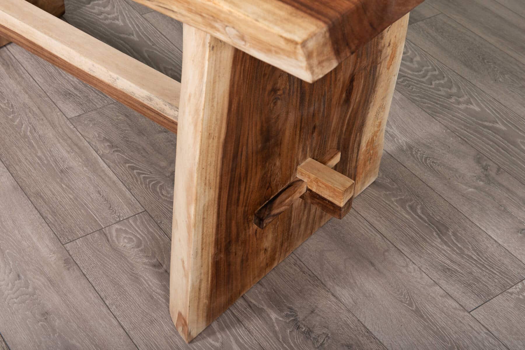 6 Seater Live Edge Dining Set | 1.5m Solid Wood Live Edge Dining Table with 6 Whitewash Banana Leaf Dining Chairs