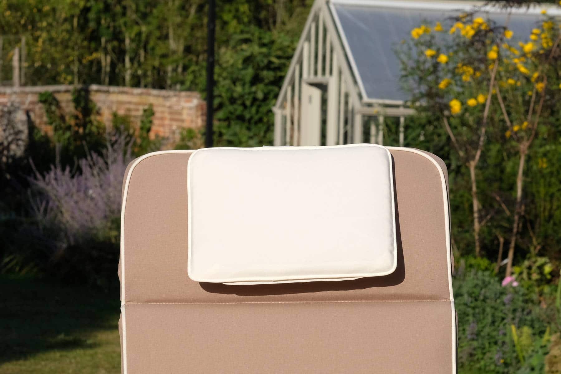 Luxury Headrest for Garden Lounger / Recliner / Steamer / Chair - Natural Fabric Colour