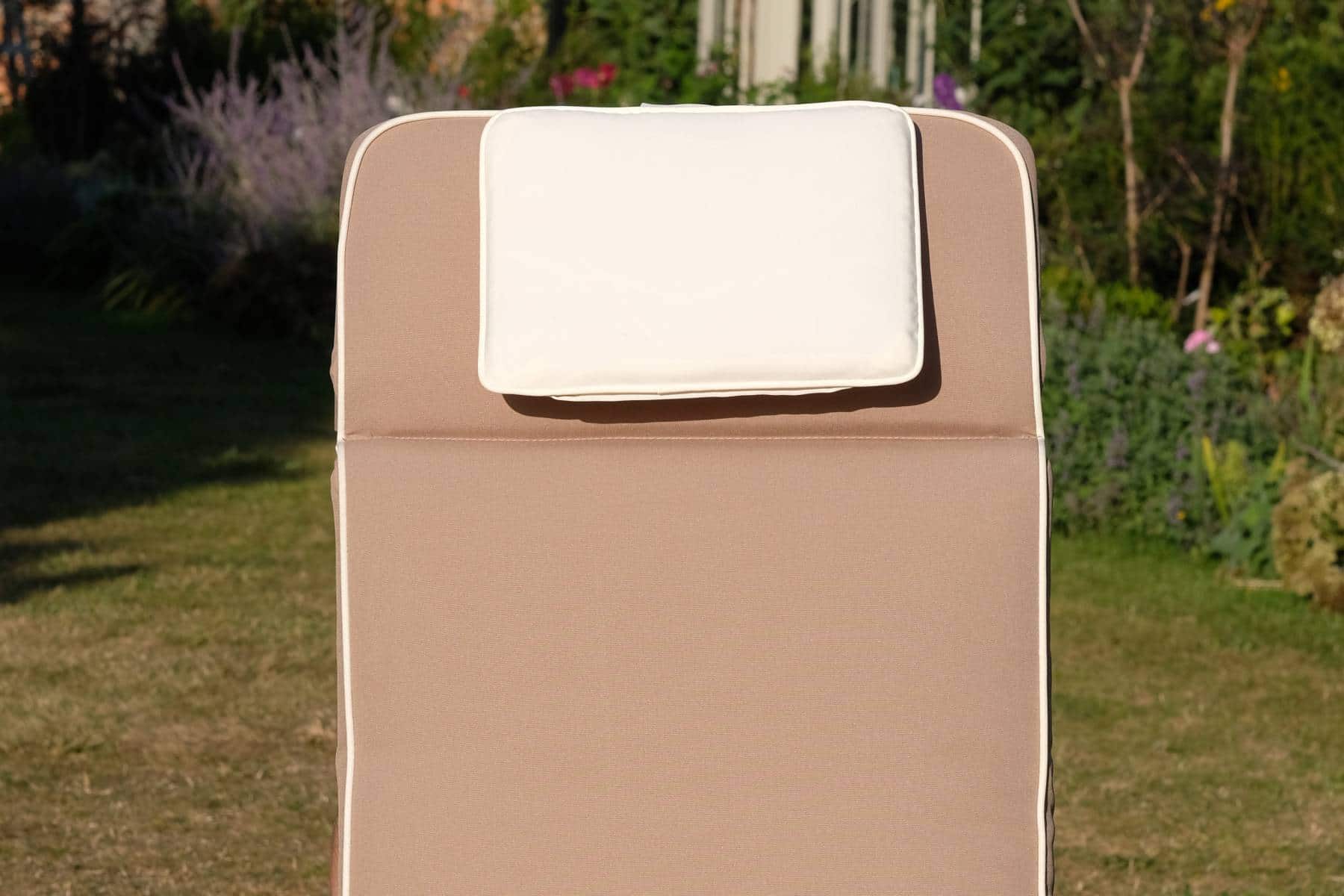 Luxury Headrest for Garden Lounger / Recliner / Steamer / Chair - Natural Fabric Colour