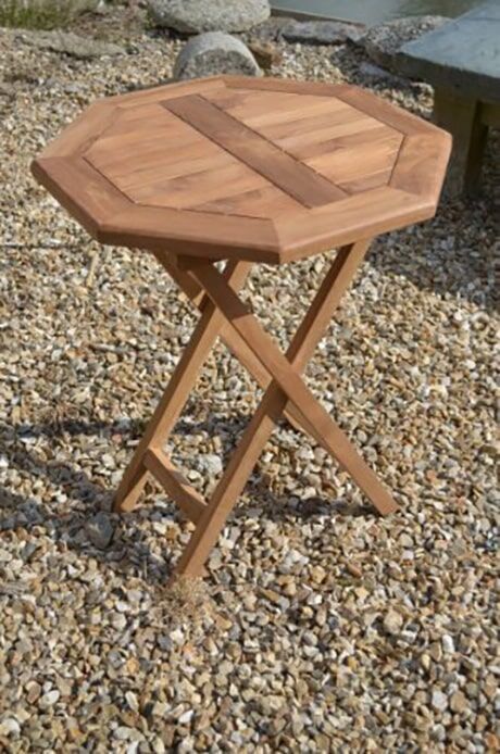 2 Seater Suffolk Teak Garden Bistro Set - Suffolk 60cm Octagonal Folding Table with 2 Teak Folding Armchairs