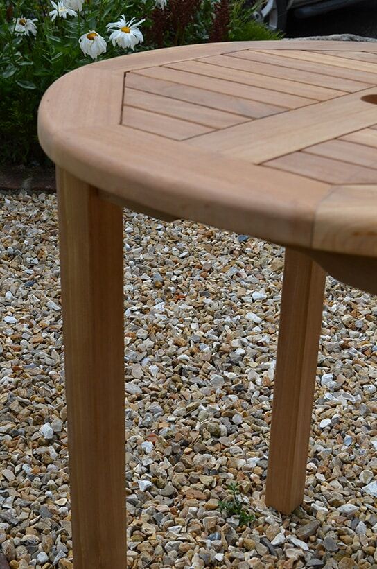 2 Seater Lyndhurst Teak Garden Dining Set - Lyndhurst 70cm Round Fixed Table with 2 Teak Marlborough Stacking Armchairs