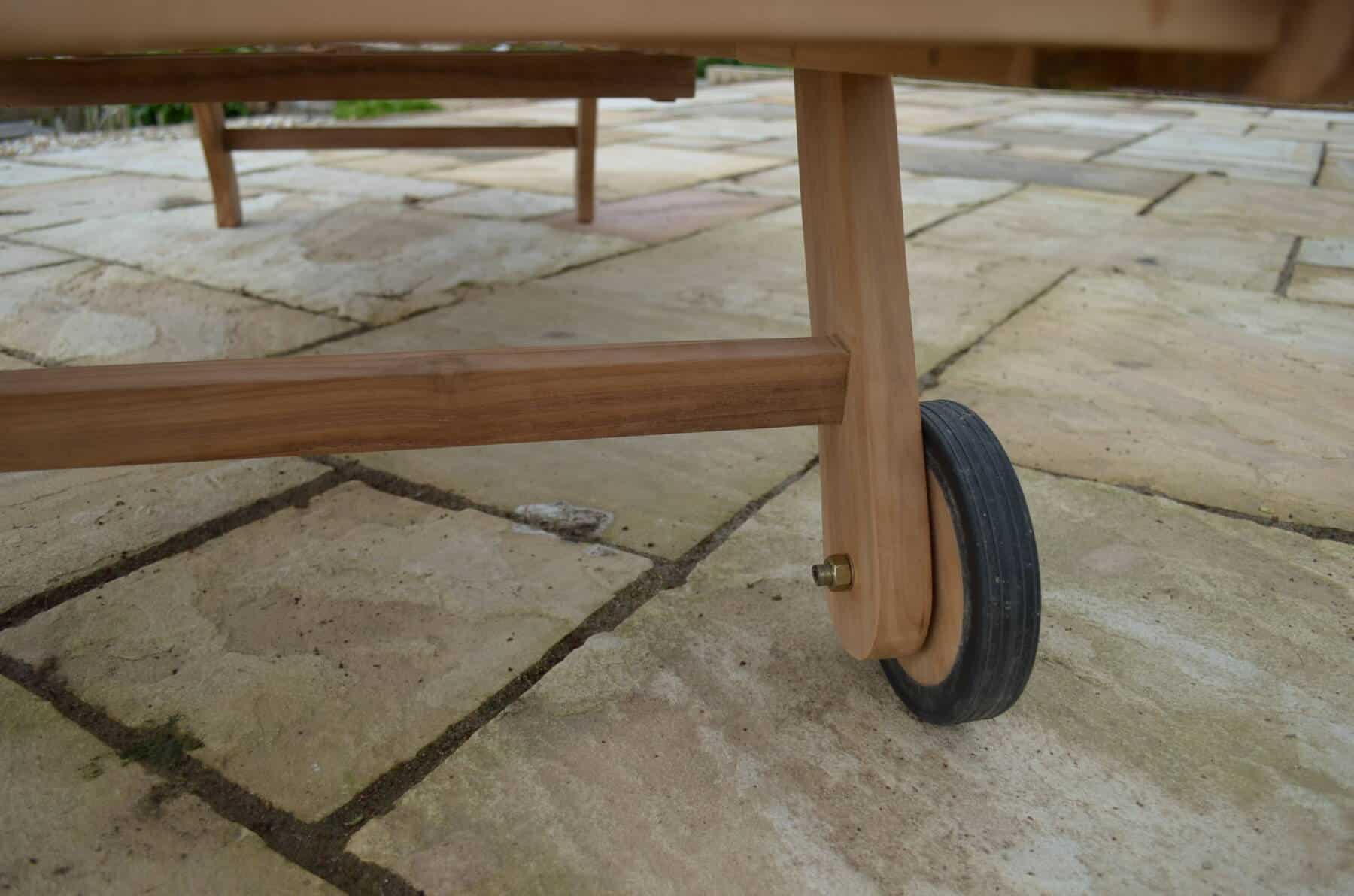 2 Seater Malmesbury Teak Garden Coffee Table Set - Malmesbury Teak 45cm Square Coffee Table with Shelf with 2 Teak Adjustable Sun Loungers