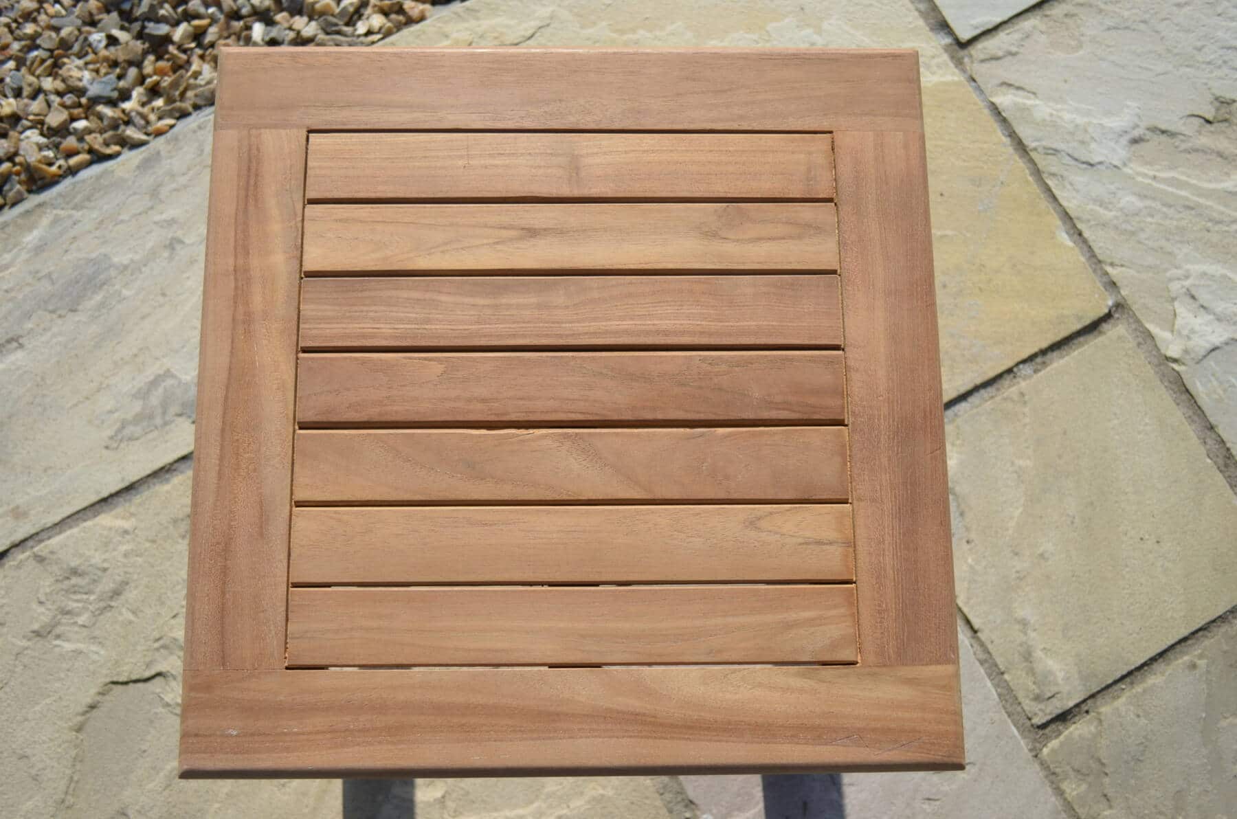 2 Seater Malmesbury Teak Garden Coffee Table Set - Malmesbury Teak 45cm Square Coffee Table with Shelf with 2 Teak Adjustable Sun Loungers