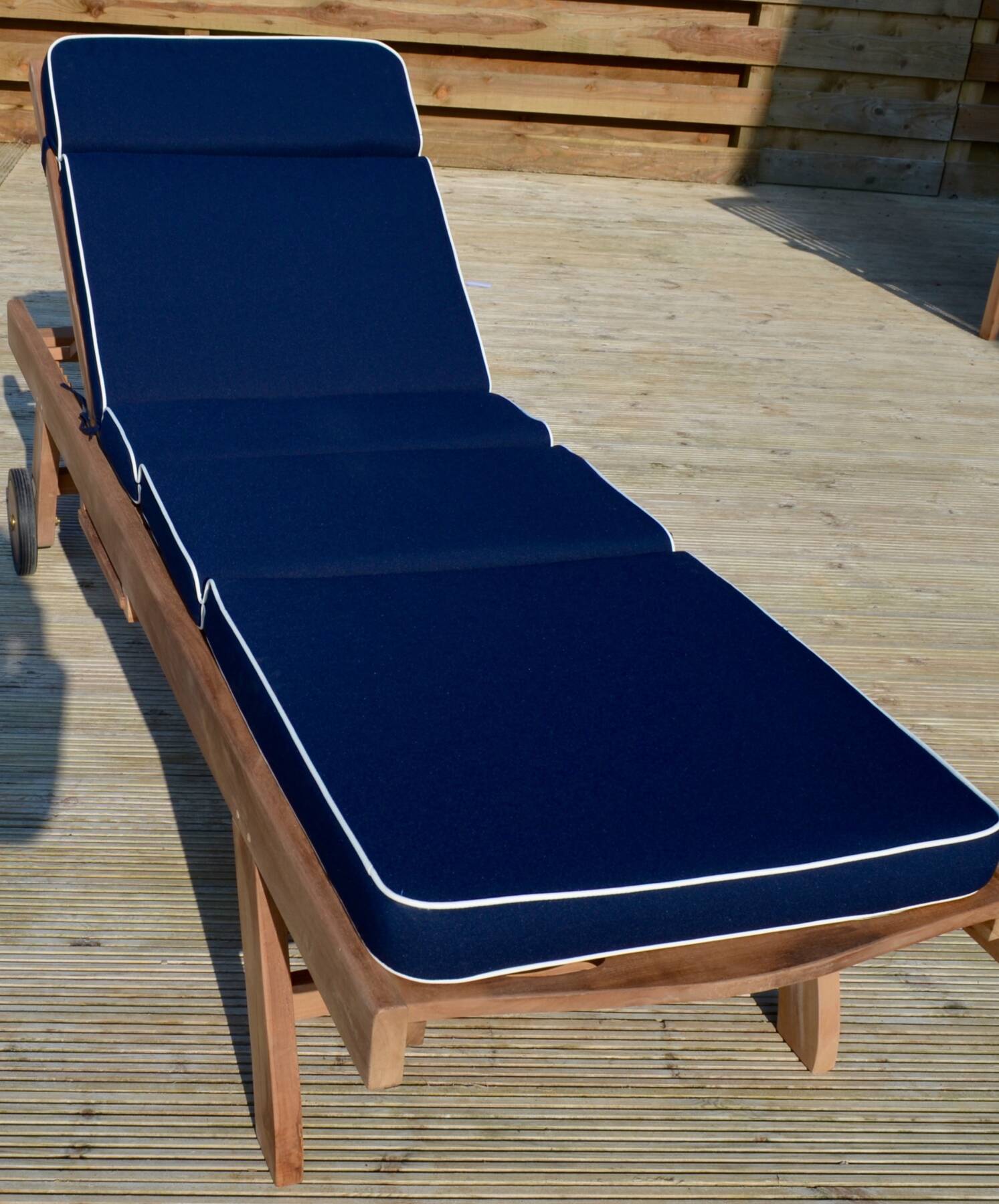 2 Seater Malmesbury Teak Garden Coffee Table Set - Malmesbury Teak 45cm Square Coffee Table with Shelf with 2 Teak Adjustable Sun Loungers