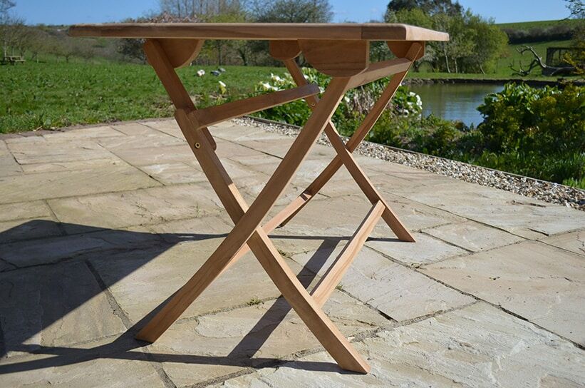 6 Seater Warwick Teak Garden Dining Set - Warwick 1.2m Rectangular Folding Table with 6 Teak Folding Chairs
