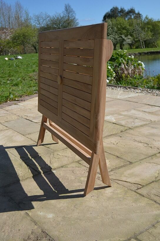 6 Seater Warwick Teak Garden Dining Set - Warwick 1.2m Rectangular Folding Table with 6 Teak Folding Chairs
