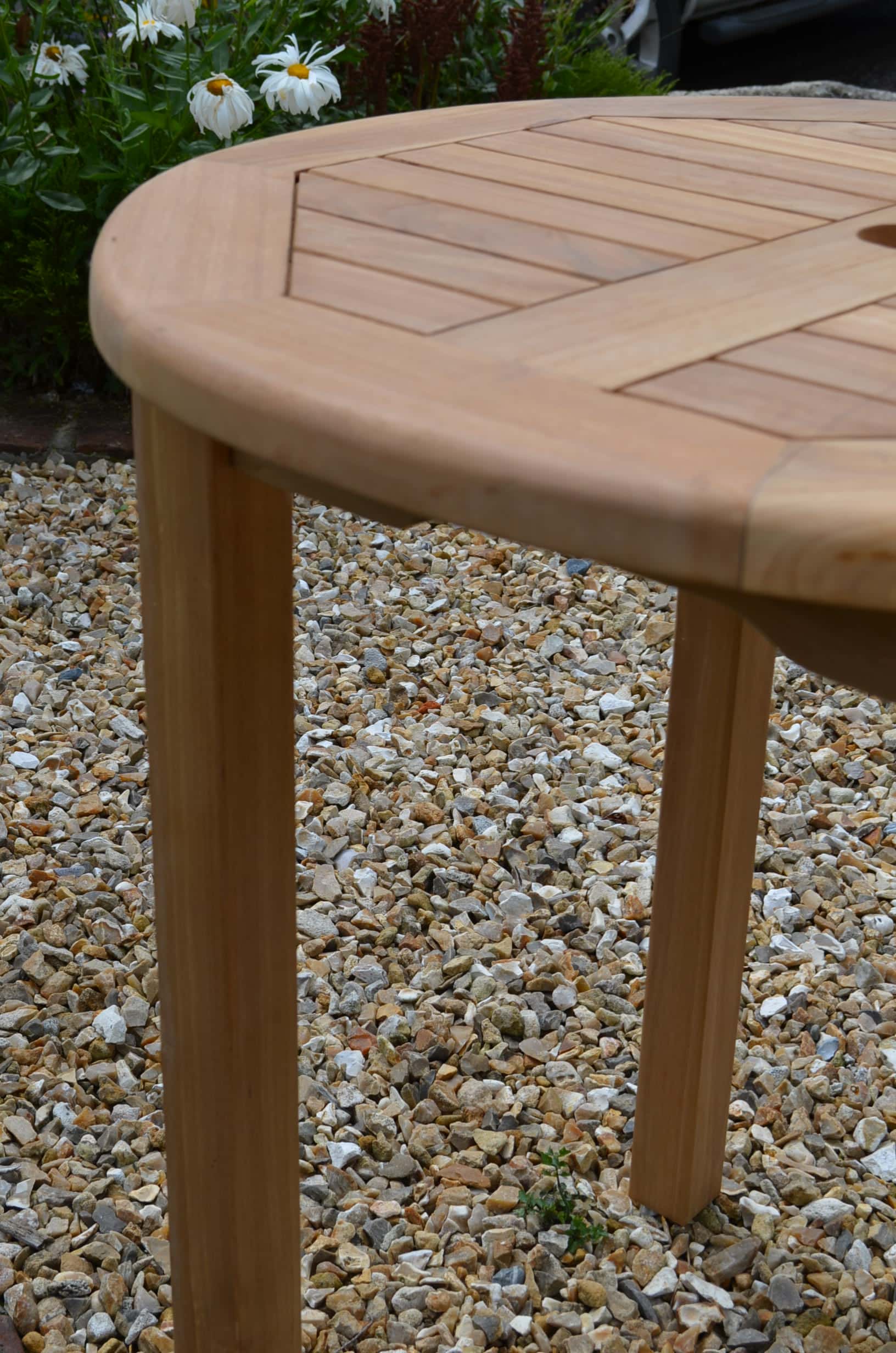 Lyndhurst | 70cm Round Fixed Teak Bistro Garden Table | 2 to 4 Seater