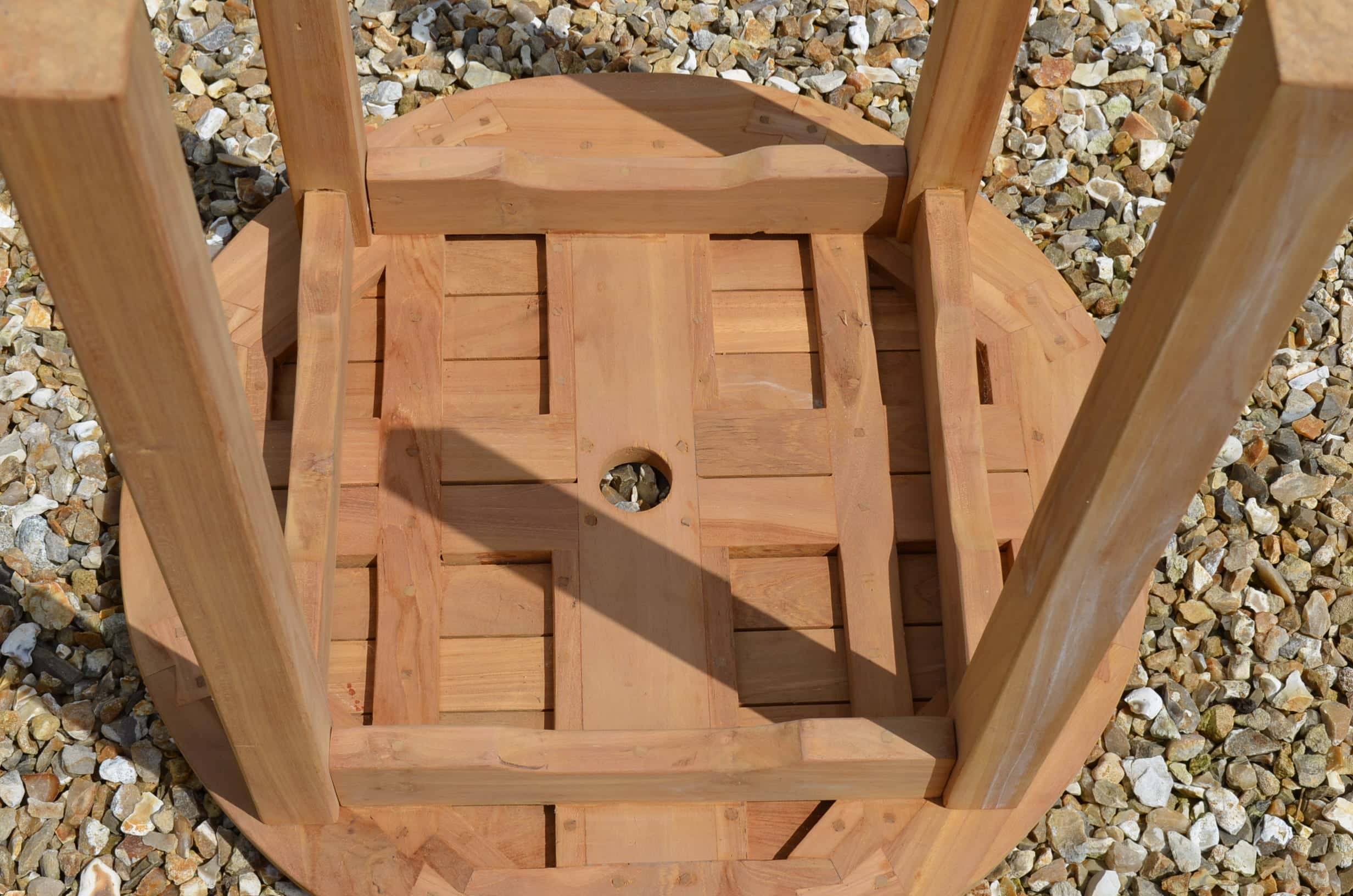 Lyndhurst | 70cm Round Fixed Teak Bistro Garden Table | 2 to 4 Seater
