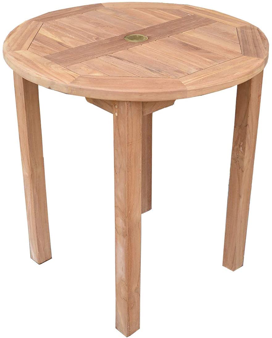 Lyndhurst | 70cm Round Fixed Teak Bistro Garden Table | 2 to 4 Seater