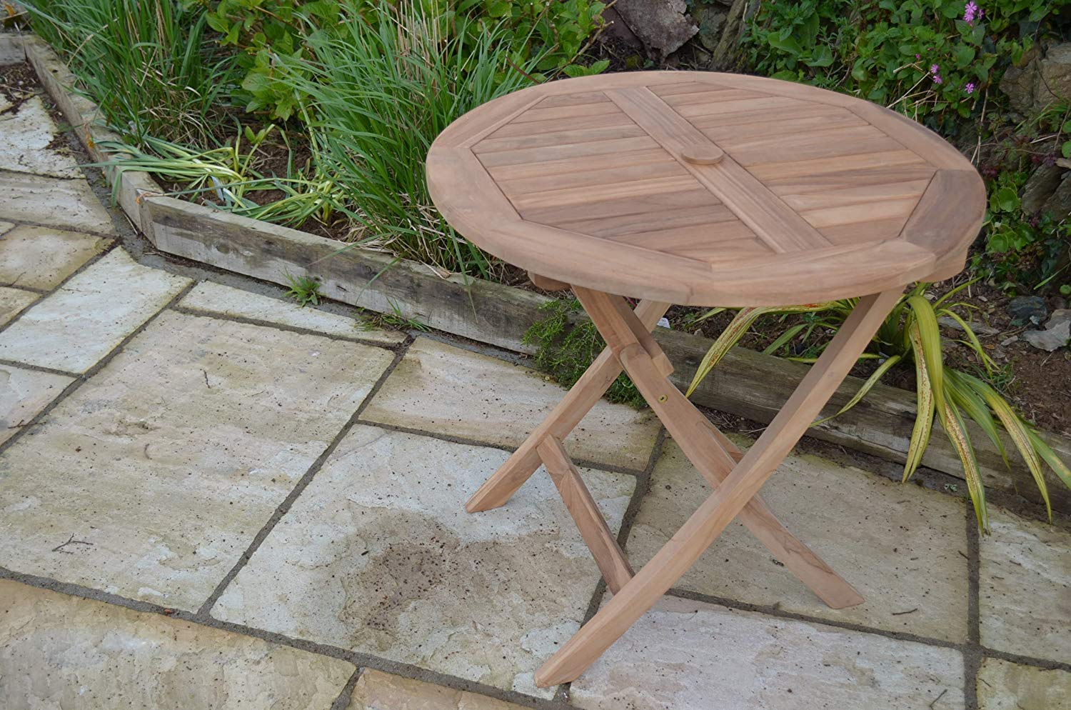 Mortimer | 80cm Round Folding Teak Garden Dining Table | 2 to 4 Seater