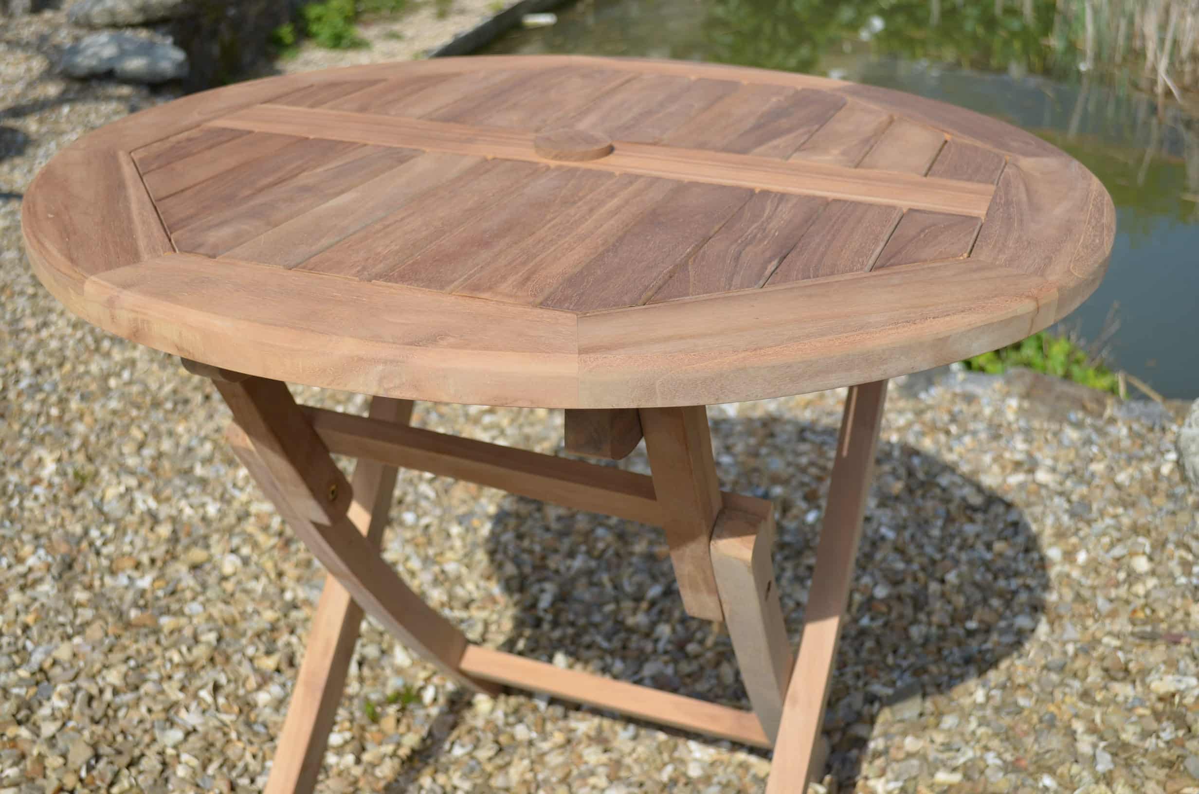 Mortimer | 80cm Round Folding Teak Garden Dining Table | 2 to 4 Seater