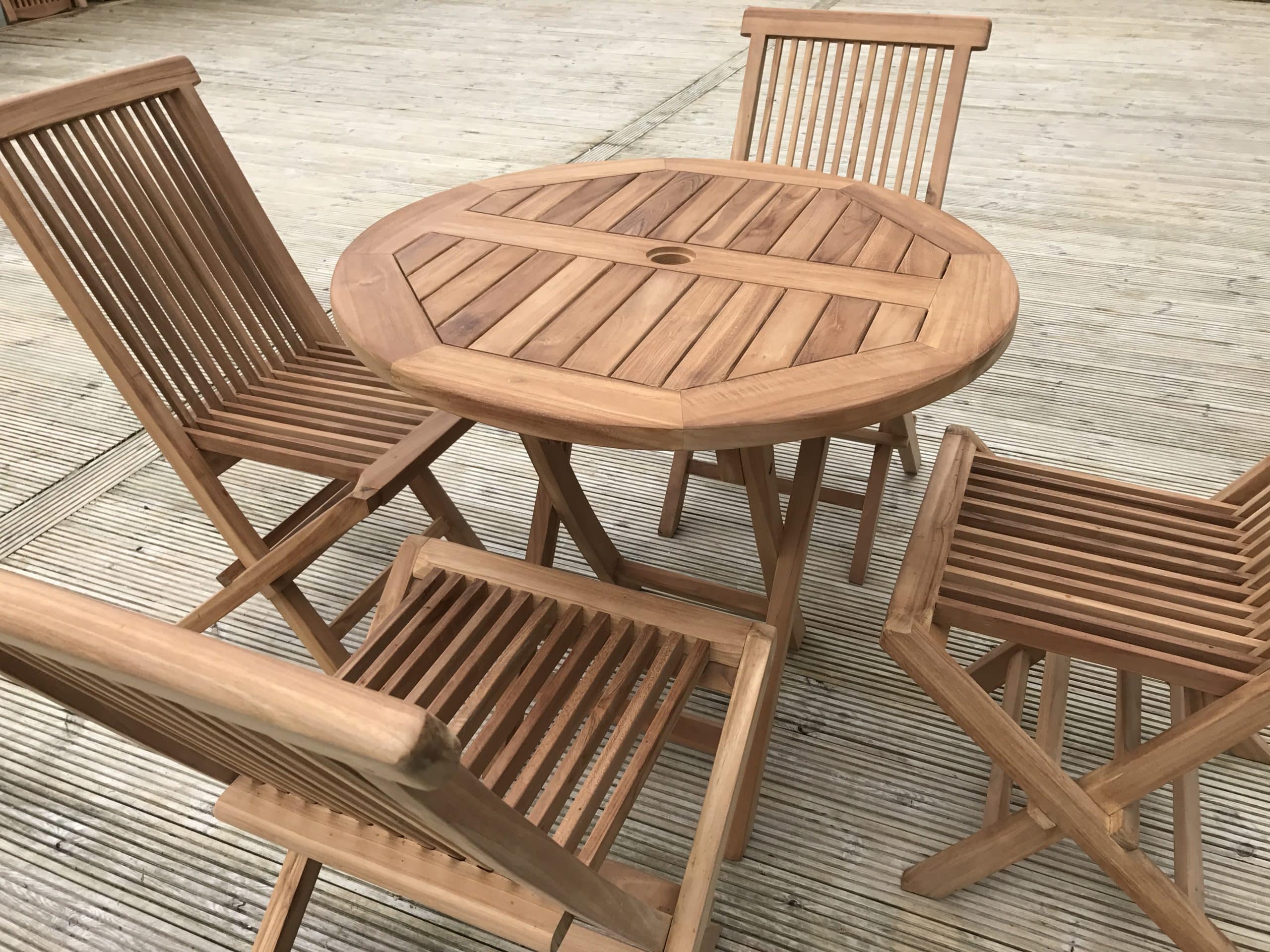 Mortimer | 80cm Round Folding Teak Garden Dining Table | 2 to 4 Seater