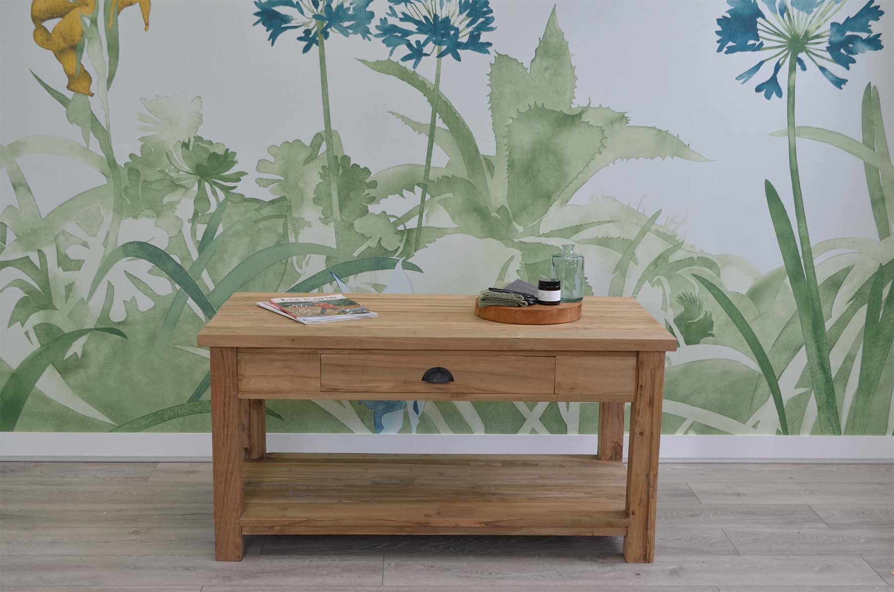 Reclaimed Teak Coffee Table with Drawer