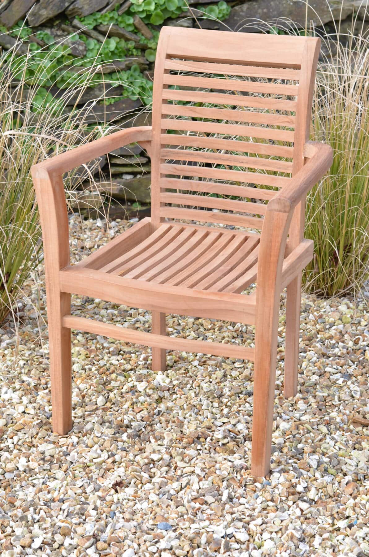 6 Seater Henley Teak Garden Dining Set - Henley 1.9m Rectangular Fixed Table with 6 Teak Chester Stacking Armchairs