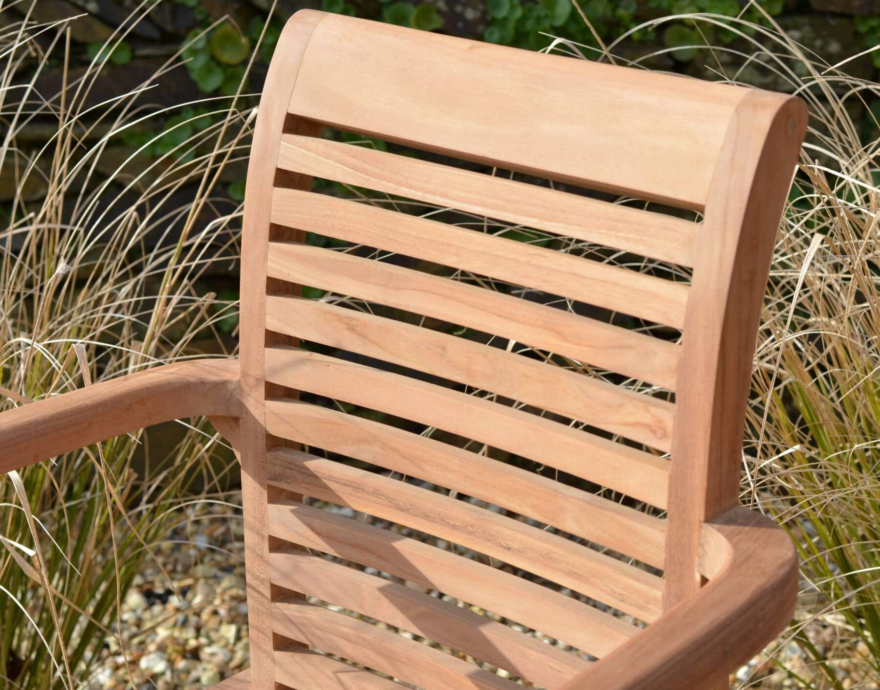 6 Seater Henley Teak Garden Dining Set - Henley 1.9m Rectangular Fixed Table with 6 Teak Chester Stacking Armchairs