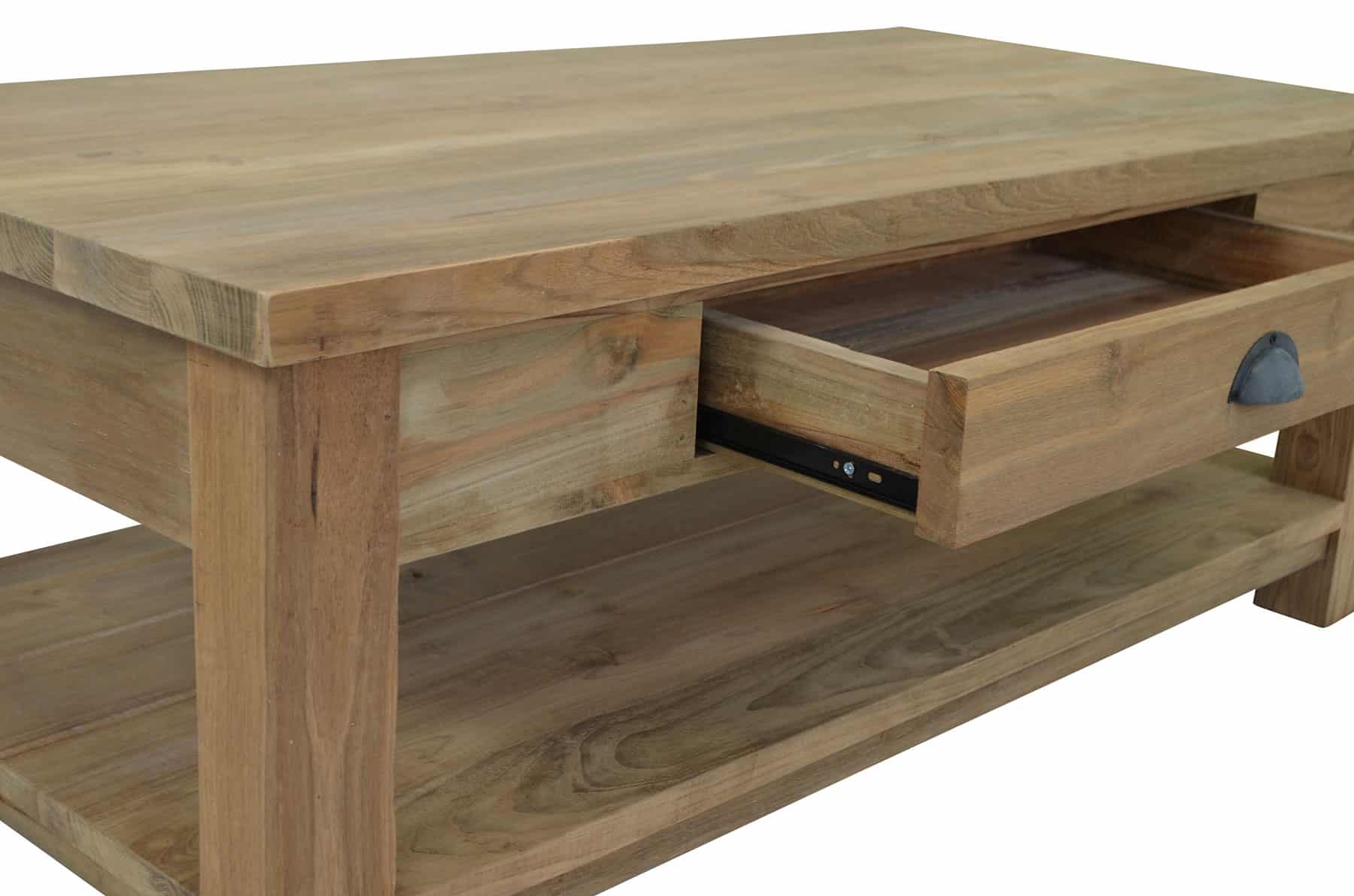 Reclaimed Teak TV Unit or Coffee Table with Shelf and Drawer