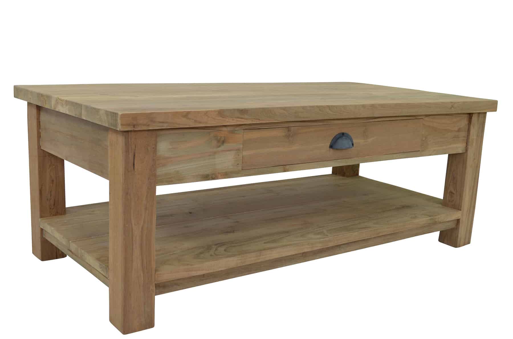 Reclaimed Teak TV Unit or Coffee Table with Shelf and Drawer