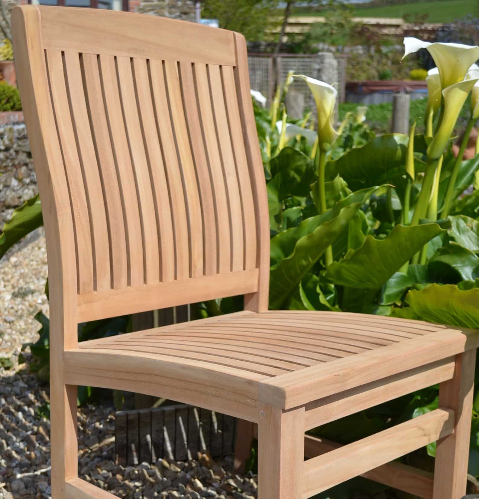 2 Seater Malmesbury Teak Garden Coffee Table Set - Malmesbury Teak 45cm Square Coffee Table with Shelf with 2 Teak Dining Chairs