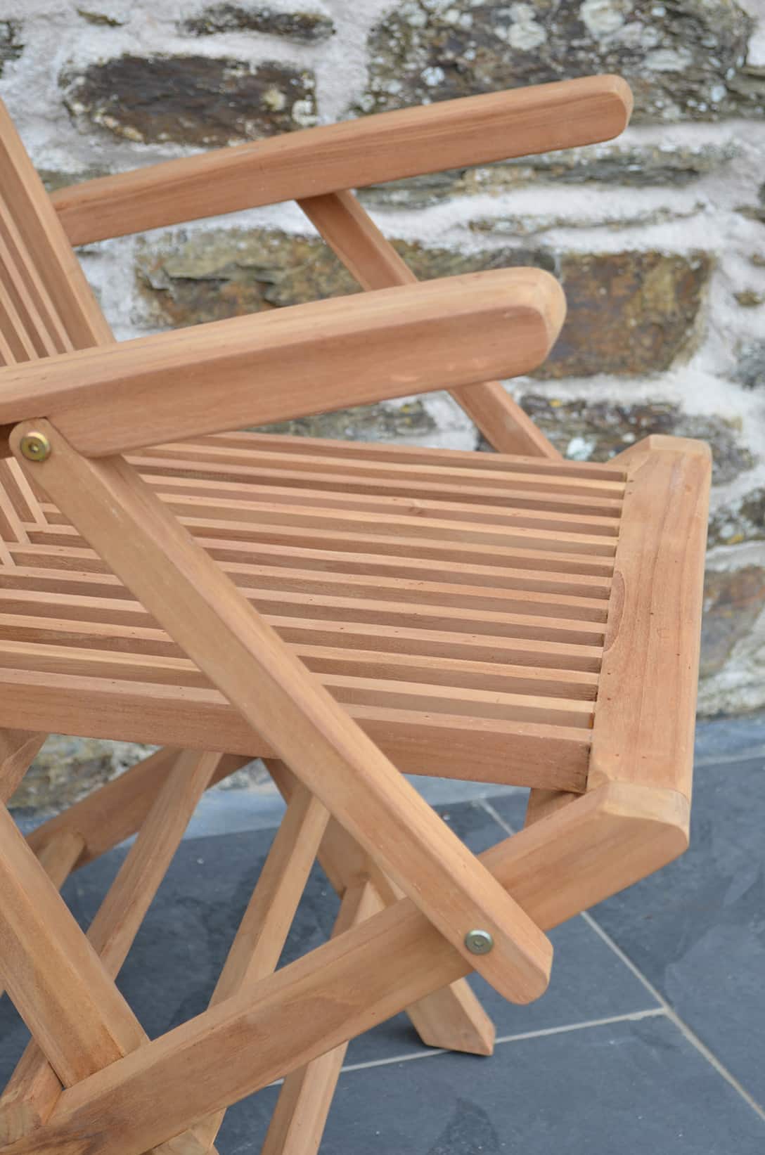 2 Seater Malvern Teak Garden Dining Set - Malvern 70cm Square Folding Table with 2 Teak Folding Armchairs