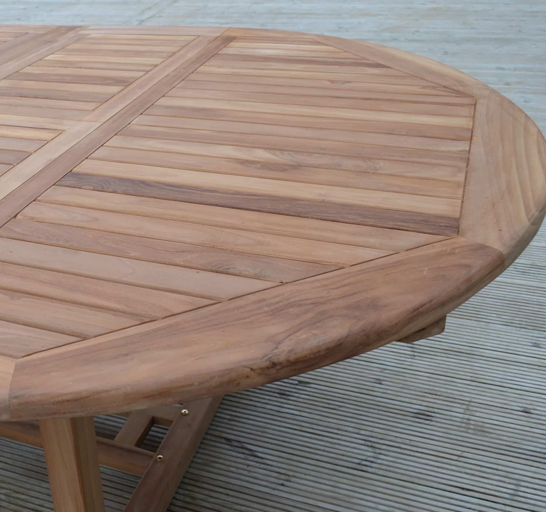Ambleside | 1.2 -1.8m Round Extending Teak Garden Dining Table | 4 to 8 Seater
