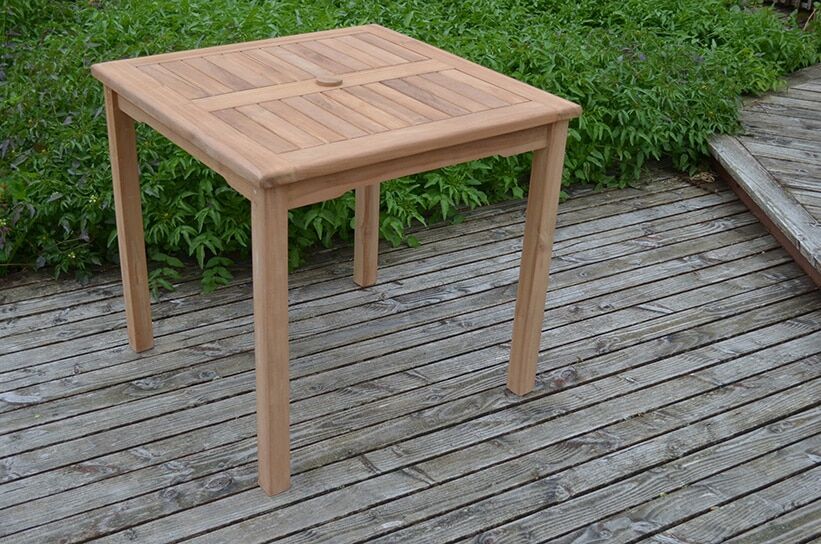 Teak Garden Dining Set | 4 Seater Set | Romsey 80cm Square Fixed Table with 4 Teak Folding Armchairs