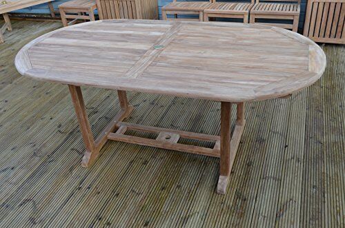 Acle | 1.9m Oval Fixed Teak Garden Dining Table | 6 to 8 Seater