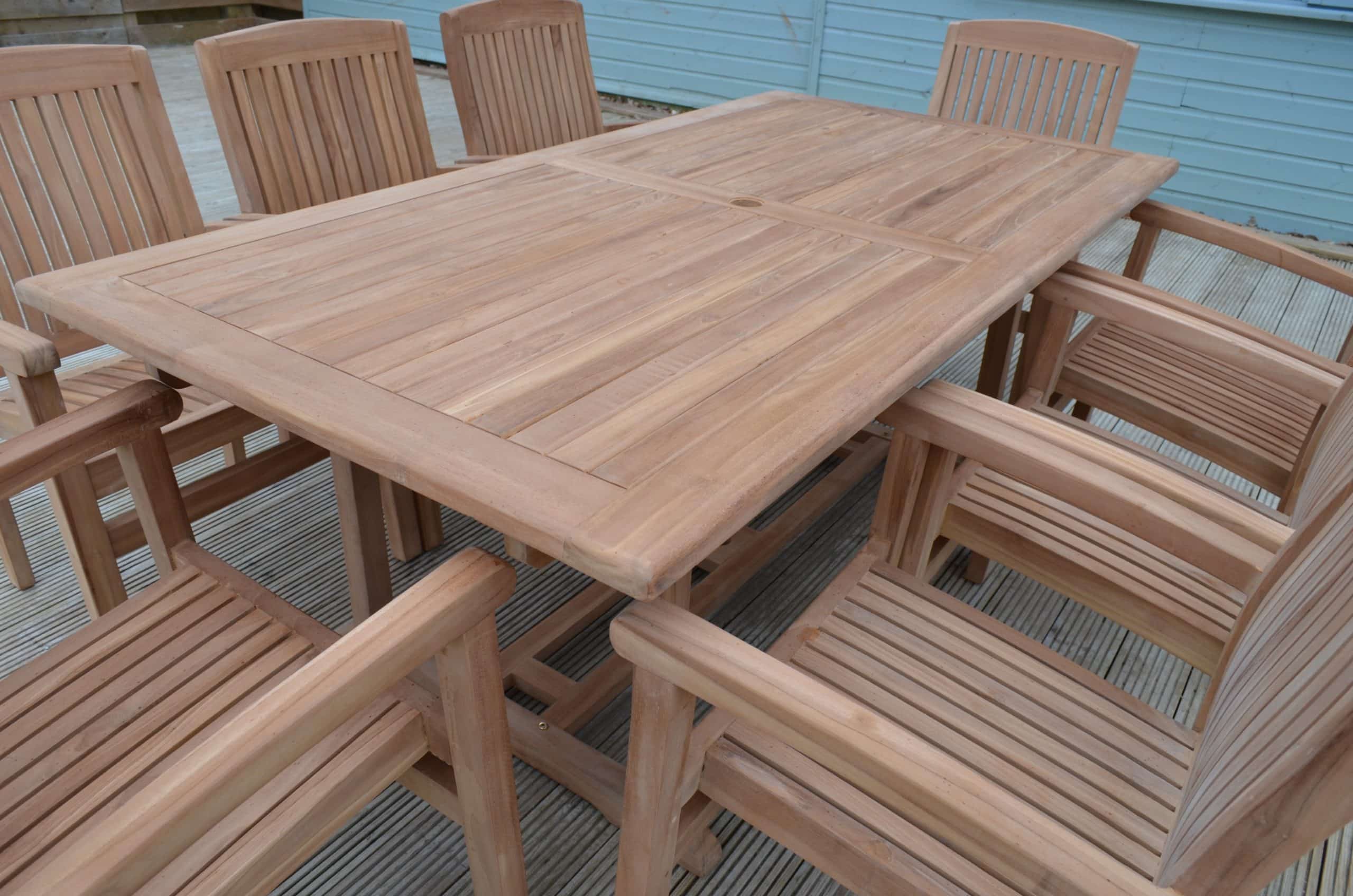 Henley | 1.9m Solid Teak Rectangular Garden Dining Table | 8 Seater