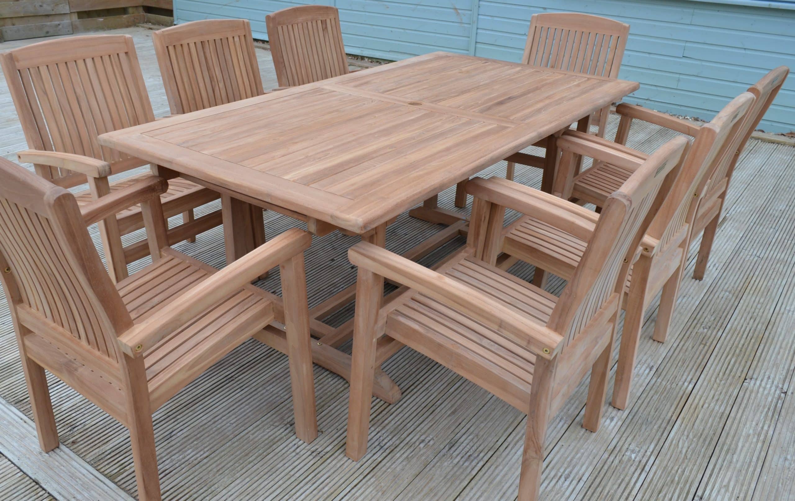 Henley | 1.9m Solid Teak Rectangular Garden Dining Table | 8 Seater