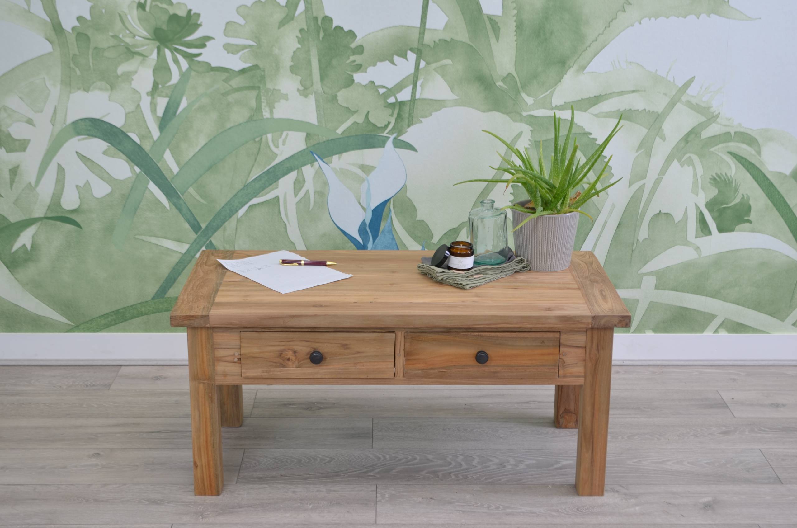 Reclaimed Teak Coffee Table with 2 Drawers