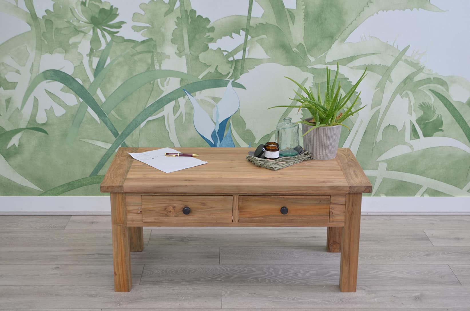 Reclaimed Teak Coffee Table with 2 Drawers