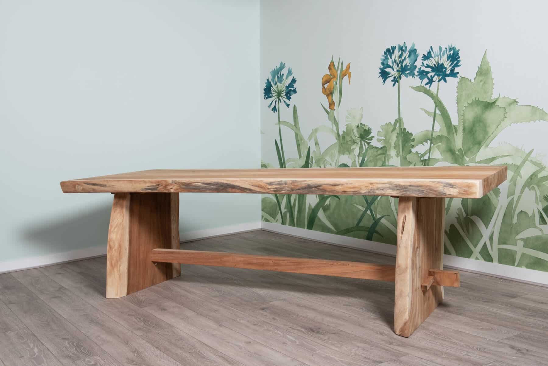 10 Seater Live Edge Dining Set | 2.5m Solid Wood Live Edge Dining Table with 2 x 2.5m Live Edge Benches