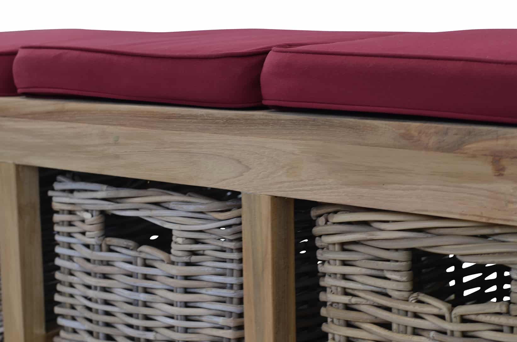 Hallway Bench with Cushions Reclaimed Teak - 3 Seater and 3 Drawers