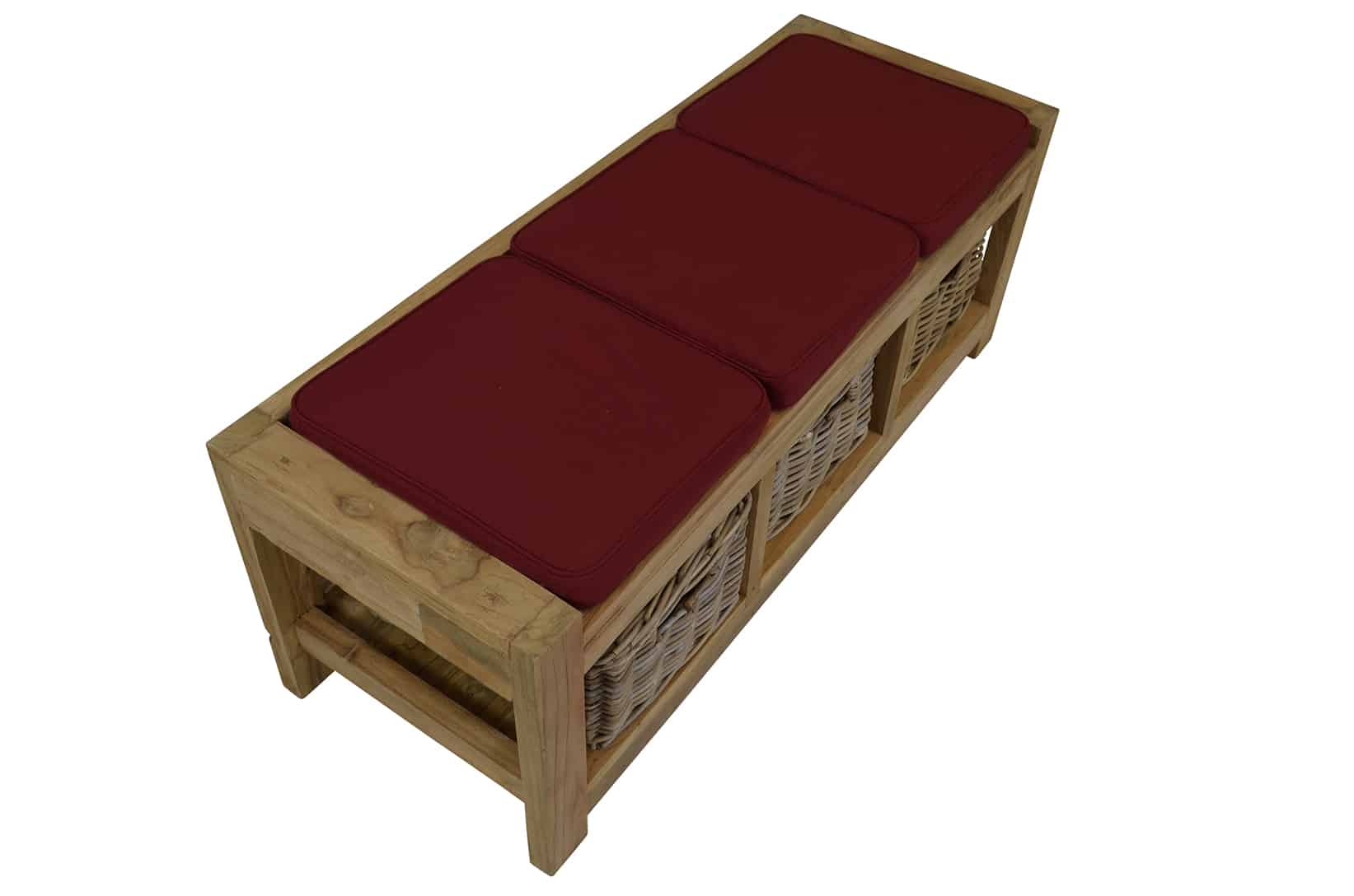 Hallway Bench with Cushions Reclaimed Teak - 3 Seater and 3 Drawers