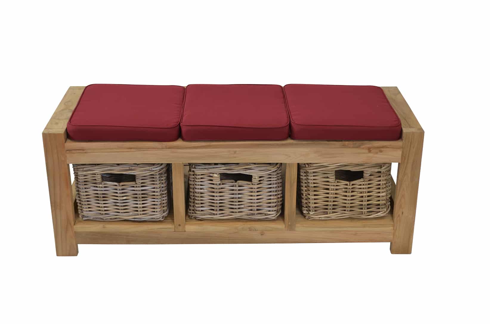 Hallway Bench with Cushions Reclaimed Teak - 3 Seater and 3 Drawers
