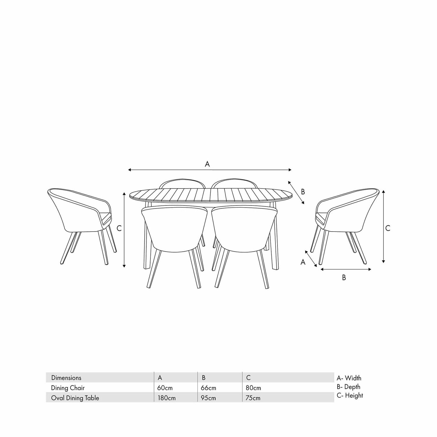 Cabon Outdoor 6 Seater Dining Set
