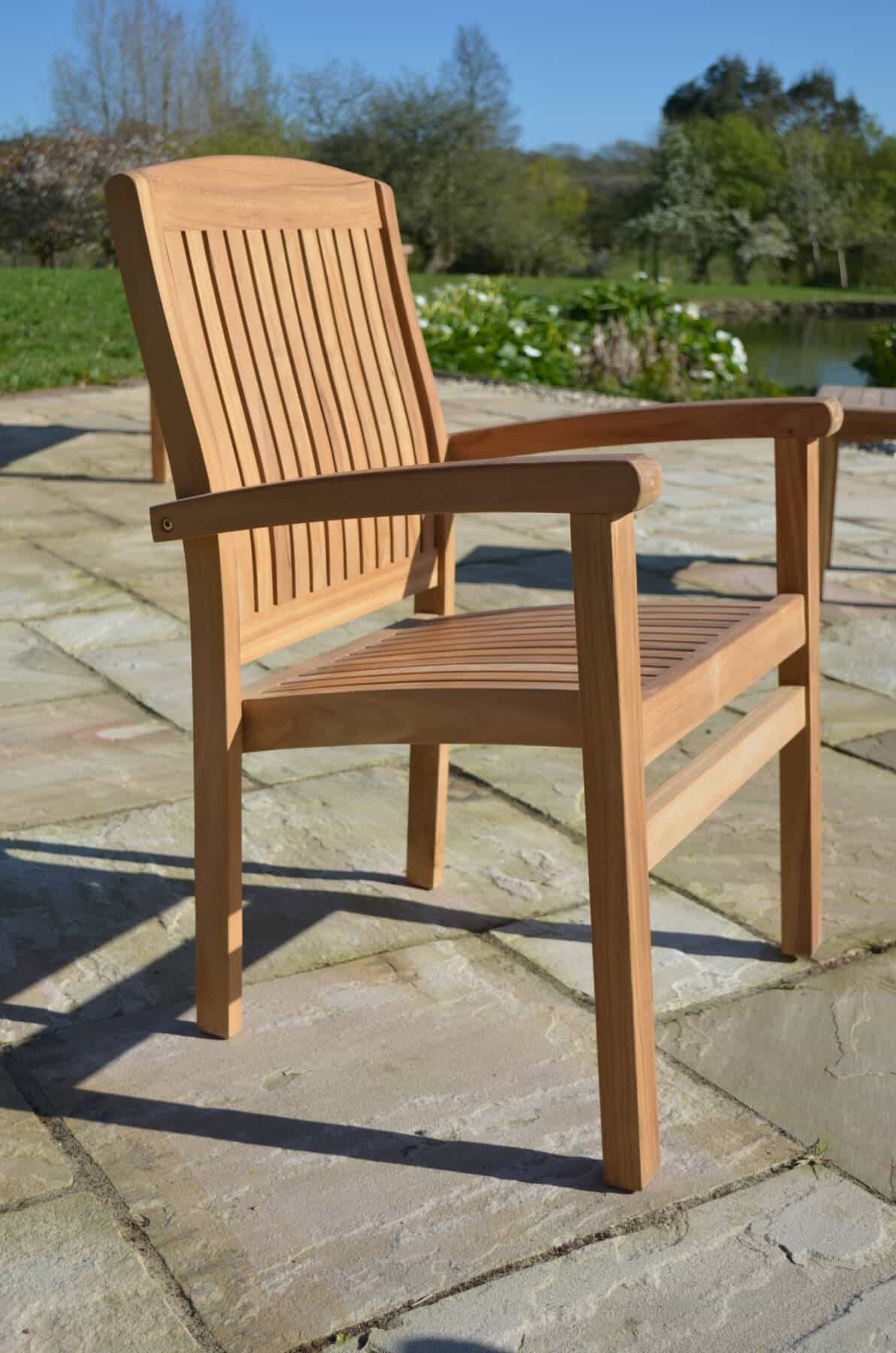 6 Seater Henley Teak Garden Dining Set - Henley 1.6m Rectangular Fixed Table with 2 Marlborough Armchairs and 4 Teak Dining Chairs