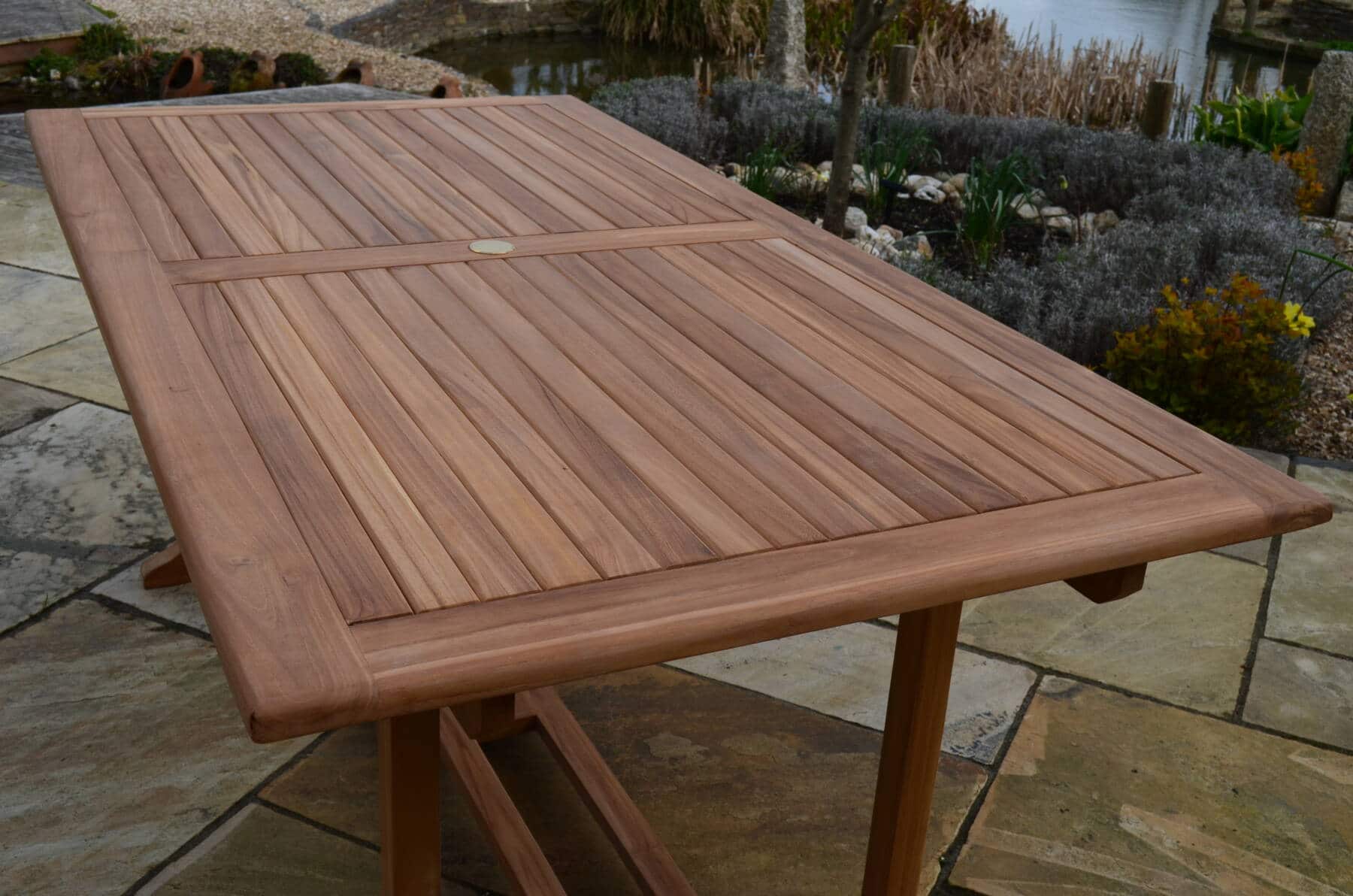 6 Seater Henley Teak Garden Dining Set - Henley 1.6m Rectangular Fixed Table with 2 Marlborough Armchairs and 4 Teak Dining Chairs