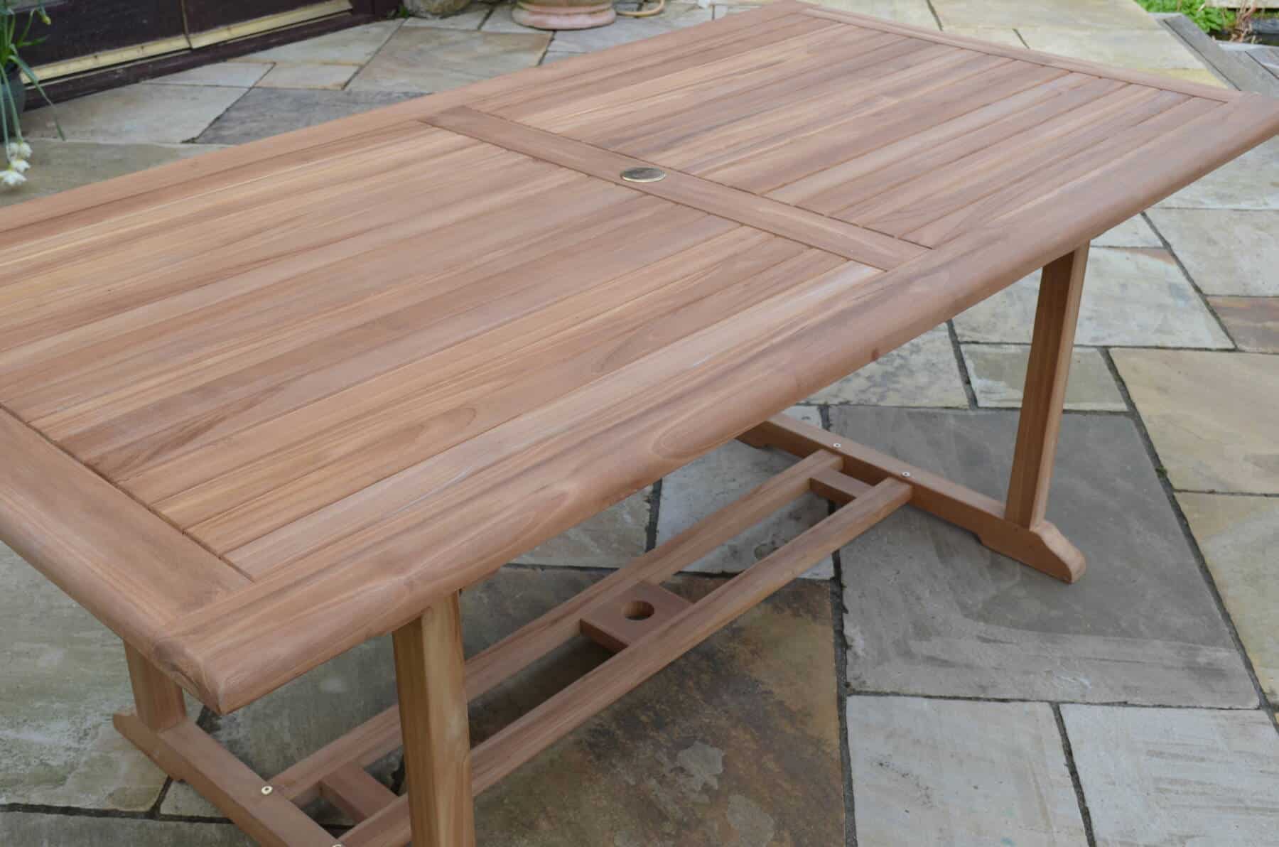6 Seater Henley Teak Garden Dining Set - Henley 1.6m Rectangular Fixed Table with 2 Marlborough Armchairs and 4 Teak Dining Chairs