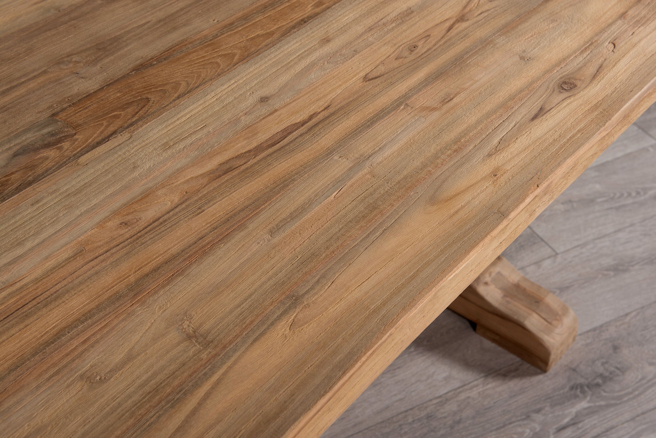 4 Seater Dining Set | 1.2m Rectangular Reclaimed Teak Dining Table with 4 Live Edge Dining Chairs Full Length Back
