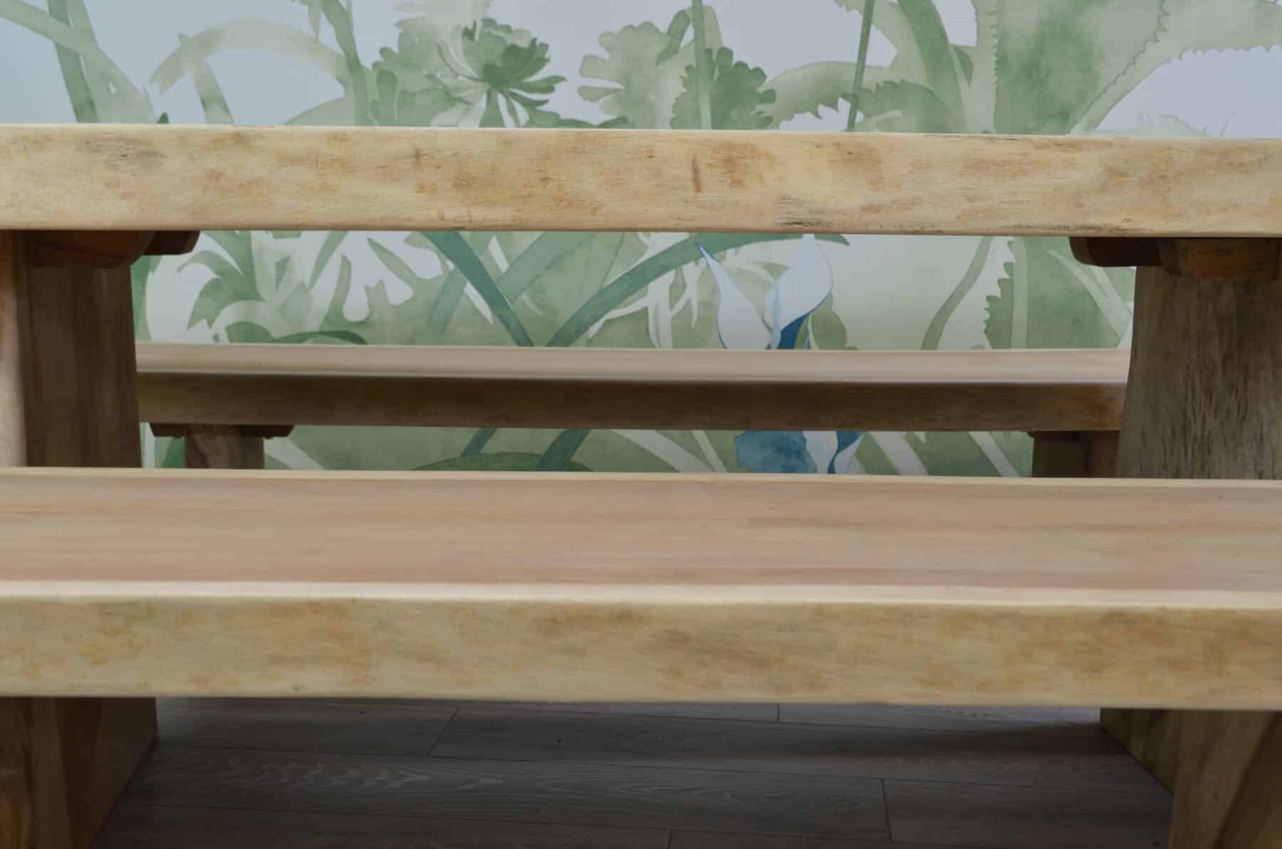 8 Seater Live Edge Dining Set | 2m Solid Wood Live Edge Dining Table with 2 x Live Edge 2m Benches