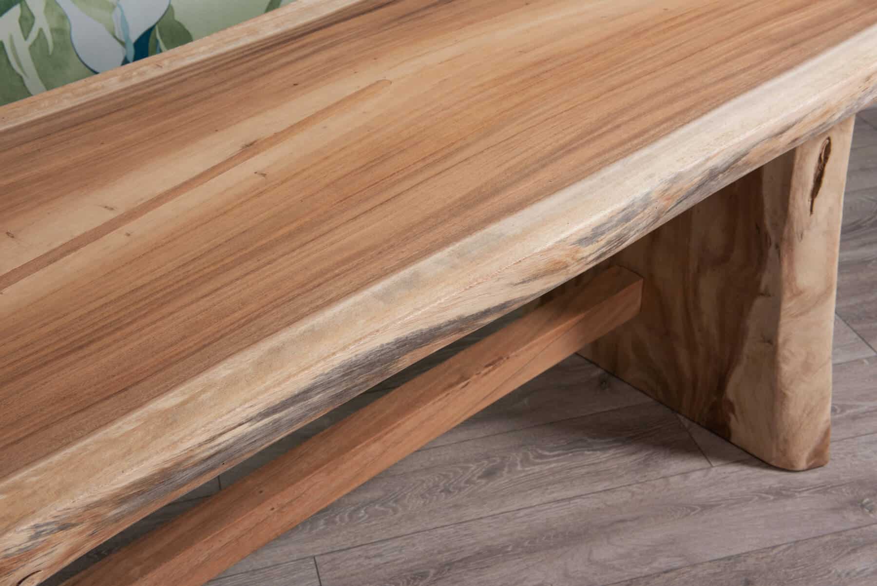 8 Seater Live Edge Dining Set | 2.5m Solid Wood Live Edge Dining Table with 8 Natural Kubu Rattan Curved Tub Chairs with Grey Cushion